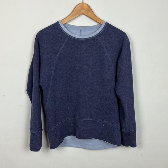 Lululemon Time Out Crew *Reversible Heathered Deep Indigo - Picture 10 of 14